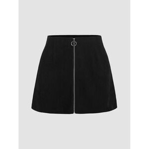 CIDER Black Corduroy Zip Front A-Line Mini Skirt Size 4XL